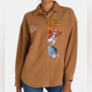 Disney Winnie The Pooh Button Up Long Sleeve Sweater Women’s Size Medium Brown